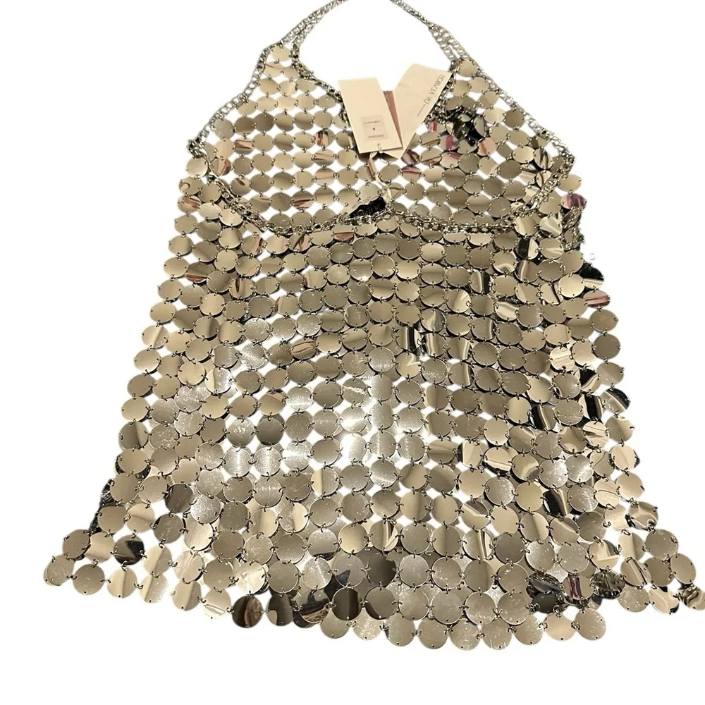 DA VEAMOR Silver Sequin Dress, NWT, size Large - Picture 8 of 14
